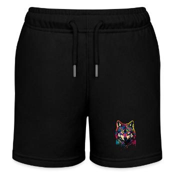 Wolf Liebhaber Wildtier Kunst Wolf Bunt Tier - Kinder Organic Joggingshorts Mini Bolter von Stanley/Stella - Schwarz - Vorne