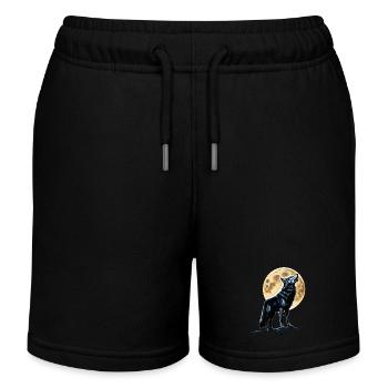 Wolf Liebhaber Wildtier Kunst Wolf Bunt Tier - Kinder Organic Joggingshorts Mini Bolter von Stanley/Stella - Schwarz - Vorne