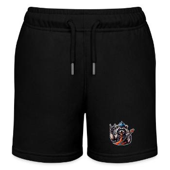 Waschbär Rock and Roll Gitarrist - Kinder Organic Joggingshorts Mini Bolter von Stanley/Stella - Schwarz - Vorne