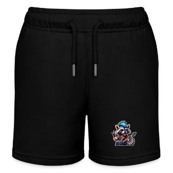 Waschbär Rock and Roll Gitarrist - Kinder Organic Joggingshorts Mini Bolter von Stanley/Stella - Schwarz - Vorne