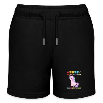 Kindergarten 2025 Girl Gift Kita 2025 Decoration - Kids Organic Sweat Shorts by Stanley/Stella - black - Front