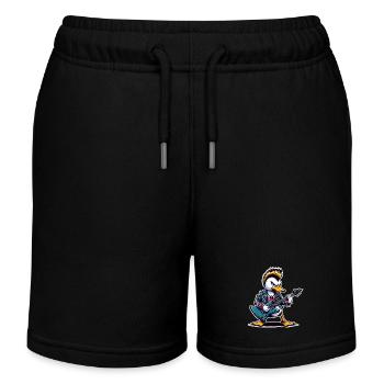 Ente Rock and Roll Gitarrist - Kinder Organic Joggingshorts Mini Bolter von Stanley/Stella - Schwarz - Vorne