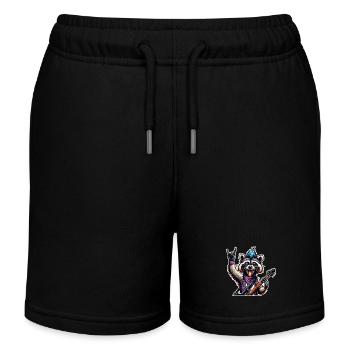 Waschbär Rock and Roll Gitarrist - Kinder Organic Joggingshorts Mini Bolter von Stanley/Stella - Schwarz - Vorne