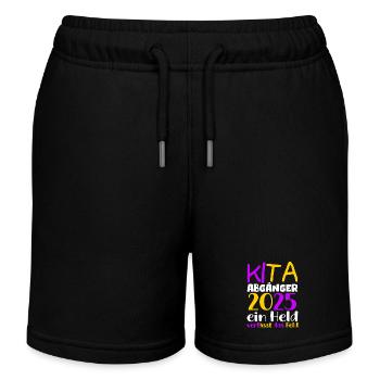 Abschied Kindergarten 2025 Geschenk Mädchen Jungen - Kinder Organic Joggingshorts Mini Bolter von Stanley/Stella - Schwarz - Vorne