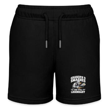 Grandpa Pickleball Player Dinking Team Gift - Kids Organic Sweat Shorts by Stanley/Stella - black - Front