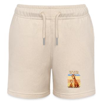 GIRAFFES BECOME A BIG SISTER - Kids Organic Sweat Shorts by Stanley/Stella - soft Ecru - Front