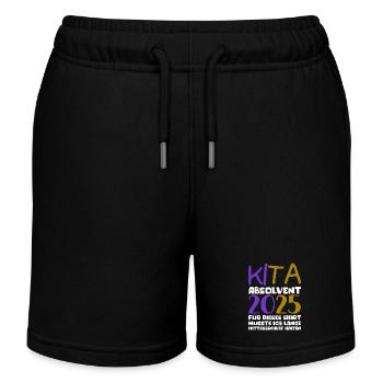 Abschied Kindergarten 2025 Geschenk Mädchen Jungen - Kinder Organic Joggingshorts Mini Bolter von Stanley/Stella - Schwarz - Vorne