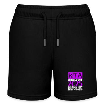 Abschied Kindergarten 2025 Geschenk Mädchen Jungen - Kinder Organic Joggingshorts Mini Bolter von Stanley/Stella - Schwarz - Vorne
