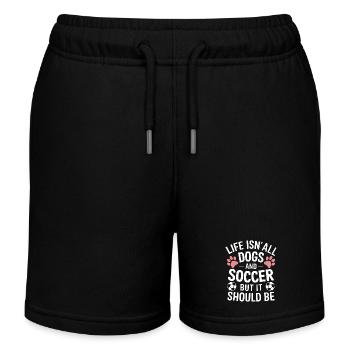 Fußball Spruch Hunde Lustige Fussballerin Geschenk - Kinder Organic Joggingshorts Mini Bolter von Stanley/Stella - Schwarz - Vorne