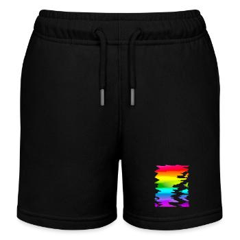 colorful rainbow gradient - Kids Organic Sweat Shorts by Stanley/Stella - black - Front