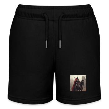 Ritter auf Pferd - Kinder Organic Joggingshorts Mini Bolter von Stanley/Stella - Schwarz - Vorne