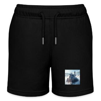 Mittelalterliche Burg - Kinder Organic Joggingshorts Mini Bolter von Stanley/Stella - Schwarz - Vorne