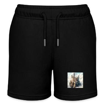 Mittelalterliche Burg - Kinder Organic Joggingshorts Mini Bolter von Stanley/Stella - Schwarz - Vorne