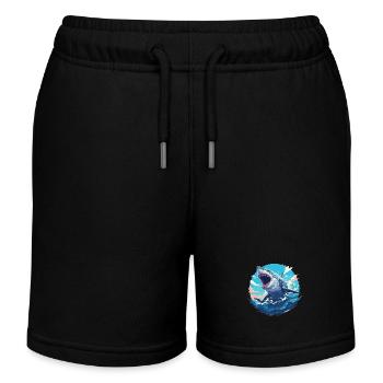 Weiße Haie Weißer Hai - Kinder Organic Joggingshorts Mini Bolter von Stanley/Stella - Schwarz - Vorne