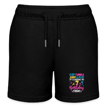 Gymnastics Birthday 7 years - Kids Organic Sweat Shorts by Stanley/Stella - black - Front