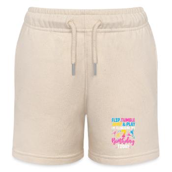 Gymnastics Birthday 7 years - Kids Organic Sweat Shorts by Stanley/Stella - soft Ecru - Front