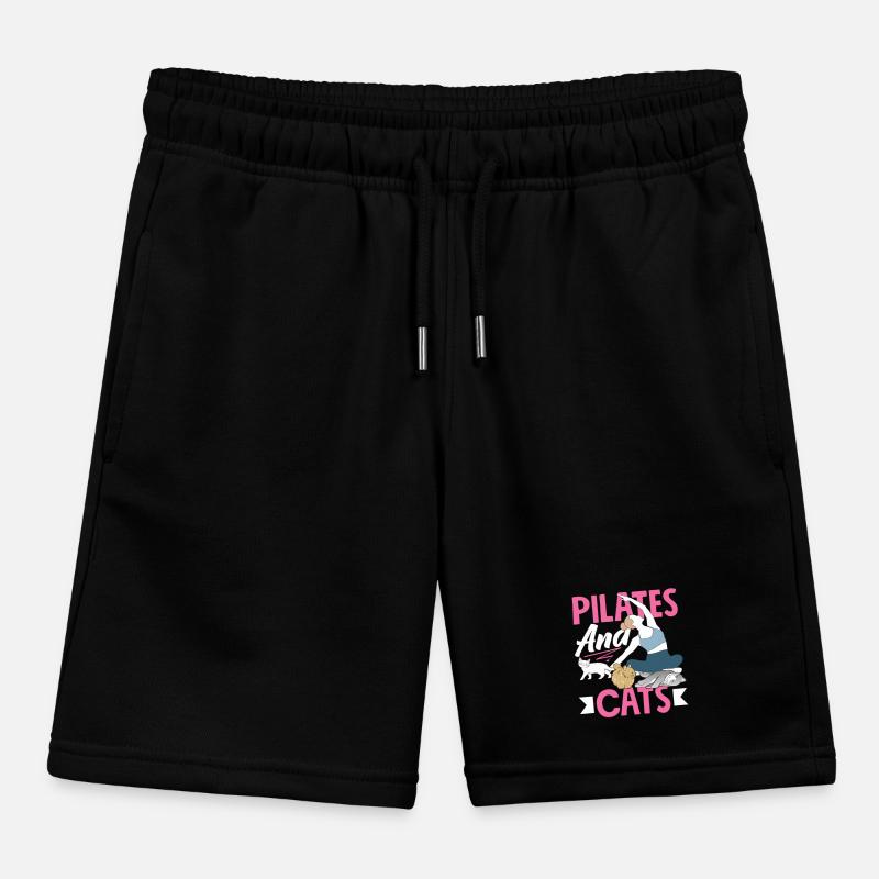 Pilates and cats for relaxation Kids Organic Sweat Shorts by Stanley/Stella