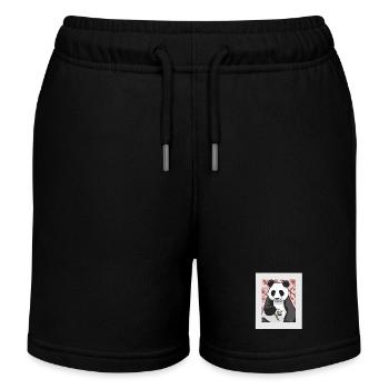 Asia China Panda Bear Bears Kids Child - Kids Organic Sweat Shorts by Stanley/Stella - black - Front