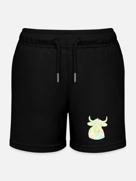 Opal Cuddle Bull - Kids Organic Sweat Shorts by Stanley/Stella - black