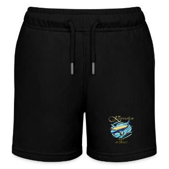 FLUGZEUG Kapriolen immer an Board - Kinder Organic Joggingshorts Mini Bolter von Stanley/Stella - Schwarz - Vorne