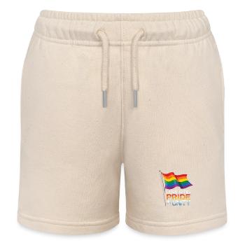 Love Wins Pride Outfit – Rainbow LGBTQ+ Design - Kids Organic Sweat Shorts by Stanley/Stella - soft Ecru - Front