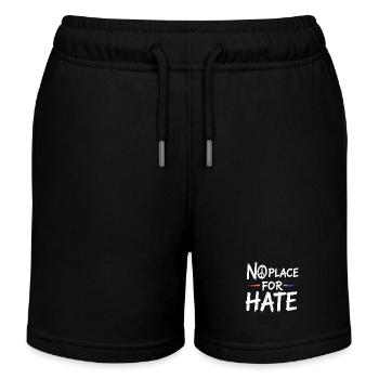 No Place for Hate Message of Peace Against Hate - Kids Organic Sweat Shorts by Stanley/Stella - black - Front