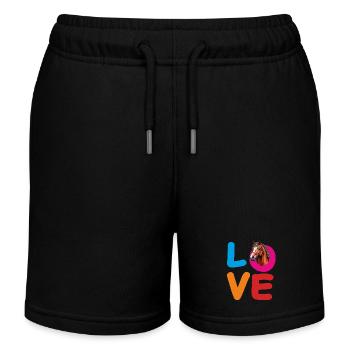 LOVE HORSE - Kids Organic Sweat Shorts by Stanley/Stella - black - Front