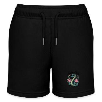 Schatten Im Stil Schlange Mit Blumen - Kinder Organic Joggingshorts Mini Bolter von Stanley/Stella - Schwarz - Vorne