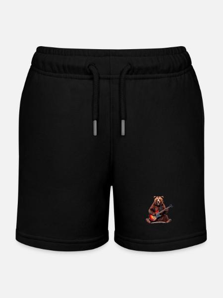 BEAR ROCK GITAAR SPELEN GITAAR - Kinder sweatshort biologisch Stanley/Stella - zwart