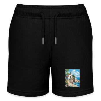 L’église chrétienne au bord de la mer en Grèce - Short de jogging enfant bio Stanley/Stella - noir - Devant