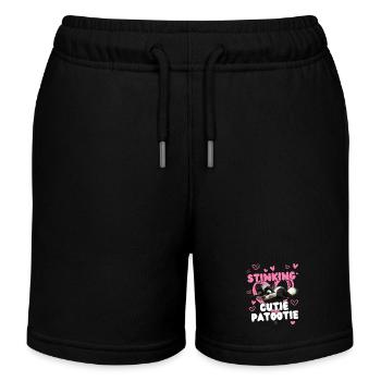 Cutie Patootie - Skunk Cutie: Funny Animal Fan - Kids Organic Sweat Shorts by Stanley/Stella - black - Front