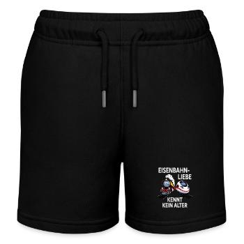 TRAIN TRAIN RAILWAY LOVE KNOWS NO AGE - Kids Organic Sweat Shorts by Stanley/Stella - black - Front