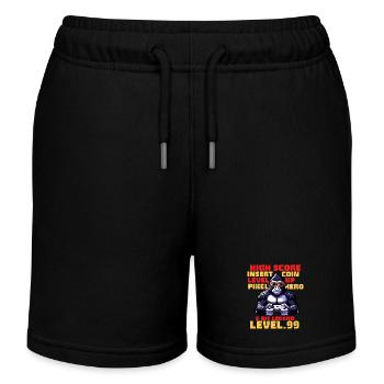Pixel Gamer Gorilla – Level 99 - Kinder Organic Joggingshorts Mini Bolter von Stanley/Stella - Schwarz - Vorne