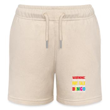 Warning: This person is talking about bingo - Kids Organic Sweat Shorts by Stanley/Stella - soft Ecru - Front