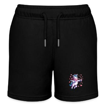 Mignon licorne Cupidon avec des ailes et - Short de jogging enfant bio Stanley/Stella - noir - Devant