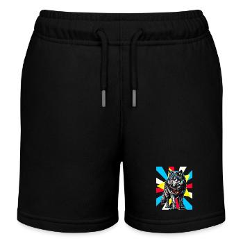 Wolf Wölfe Tattoo - Kinder Organic Joggingshorts Mini Bolter von Stanley/Stella - Schwarz - Vorne