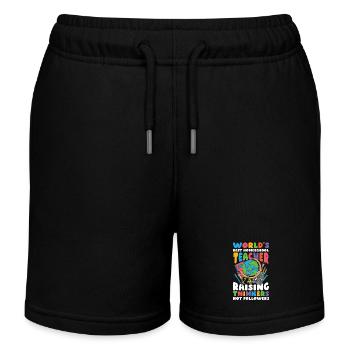 Best Homeschool Teachers Don't Educate Thinkers - Kids Organic Sweat Shorts by Stanley/Stella - black - Front