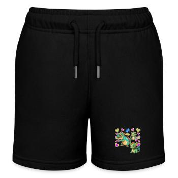 Dino Dinos Child Kids - Kids Organic Sweat Shorts by Stanley/Stella - black - Front
