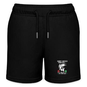 Trout Fishing Hook Fishing Rod Angler Frogfish - Kids Organic Sweat Shorts by Stanley/Stella - black - Front