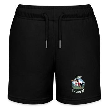Just Throw It Frisbee Hundespaß im Park Design - Kinder Organic Joggingshorts Mini Bolter von Stanley/Stella - Schwarz - Vorne
