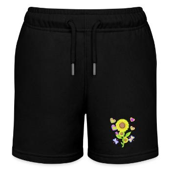 Sonnenblume Kinder Kind Sonnenblumen Blume - Kinder Organic Joggingshorts Mini Bolter von Stanley/Stella - Schwarz - Vorne