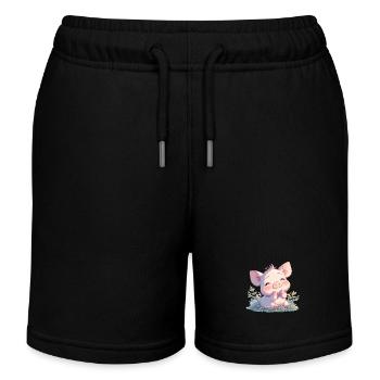 Schweine Schwein - Kinder Organic Joggingshorts Mini Bolter von Stanley/Stella - Schwarz - Vorne