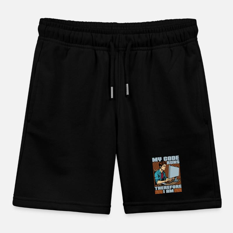 Coder My Code Runs Therefore I Am Web Developer Kids Organic Sweat Shorts by Stanley/Stella