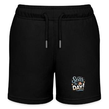 Seas The Day Maritime design with starfish and - Kids Organic Sweat Shorts by Stanley/Stella - black - Front