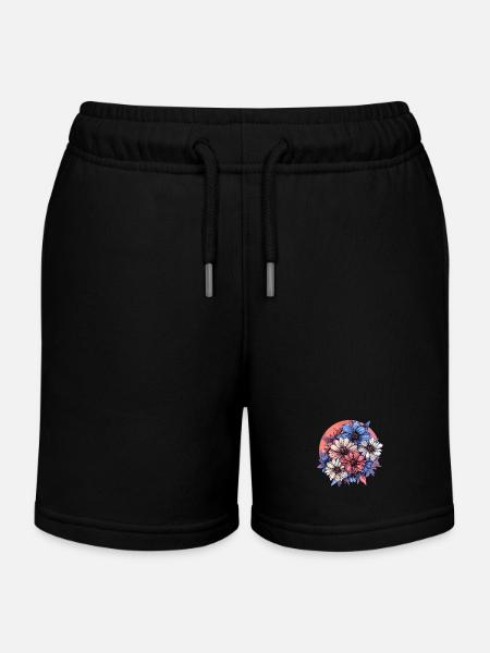 Colorful bouquet - Kids Organic Sweat Shorts by Stanley/Stella - black