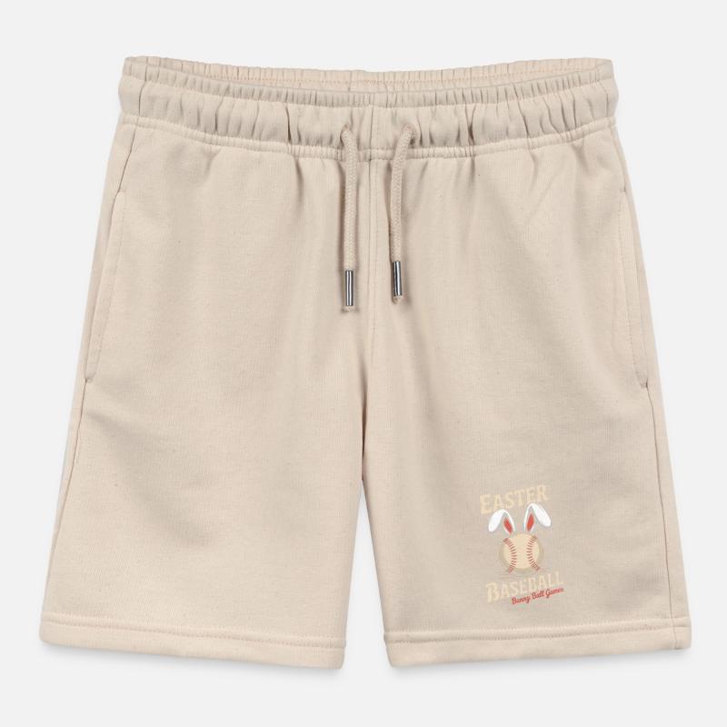 Baseball with Bunny Ears Easter Design Kids Organic Sweat Shorts by Stanley/Stella