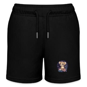 Baby Gepard unter Sternenhimmel - Kinder Organic Joggingshorts Mini Bolter von Stanley/Stella - Schwarz - Vorne