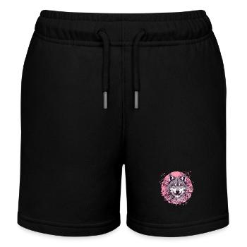 Loup en fleurs de cerisier - Short de jogging enfant bio Stanley/Stella - noir - Devant