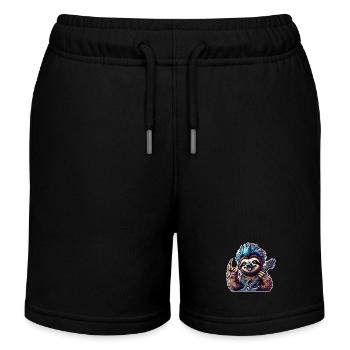 Faultier Rock and Roll Gitarrist - Kinder Organic Joggingshorts Mini Bolter von Stanley/Stella - Schwarz - Vorne