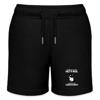 Geboren zu sagen Halt's Maul - Katze mit Hoodie - Kinder Organic Joggingshorts Mini Bolter von Stanley/Stella - Schwarz - Vorne